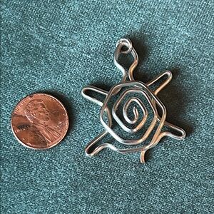 Handmade Spiral Sun Wire Pendant in Silver Tone
